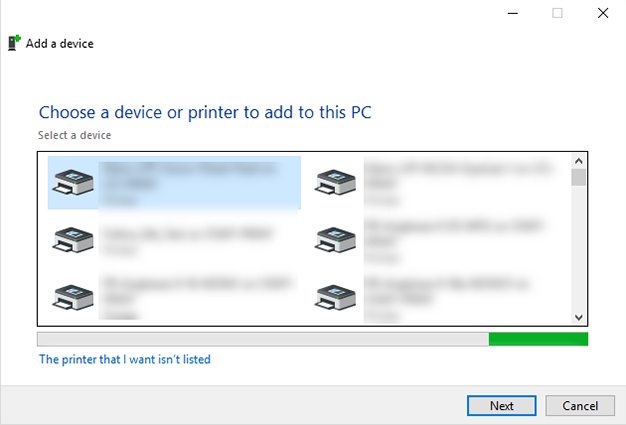Add a device dialogue box
