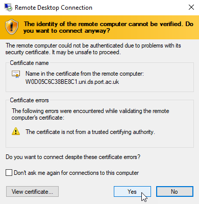 Accept the certificate