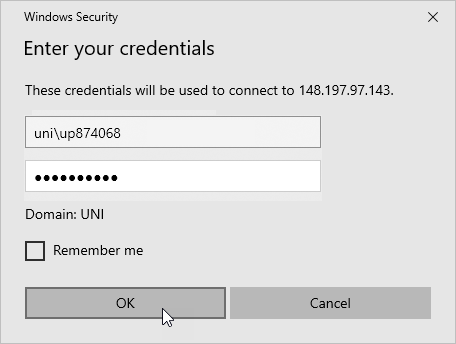 Enter your username and password