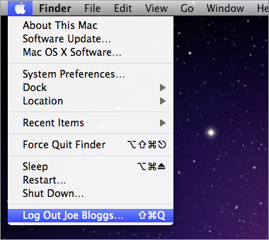Mac logout screen