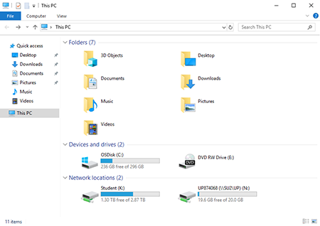 Open Windows Explorer and double click on This PC
