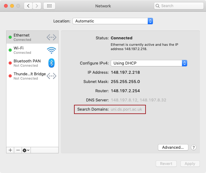 Choose Network from System Preferences