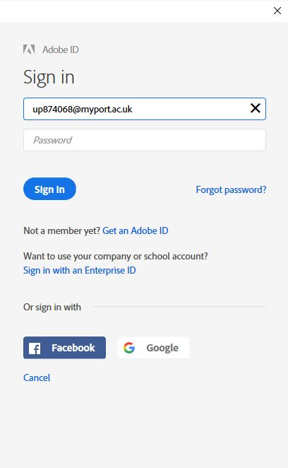 Enter your university email address into the email field
