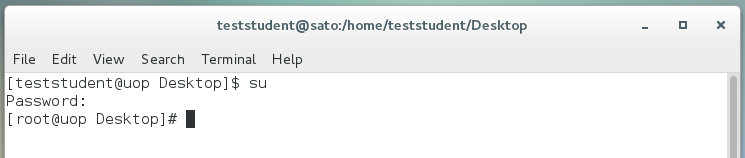 The super user command entered in the terminal